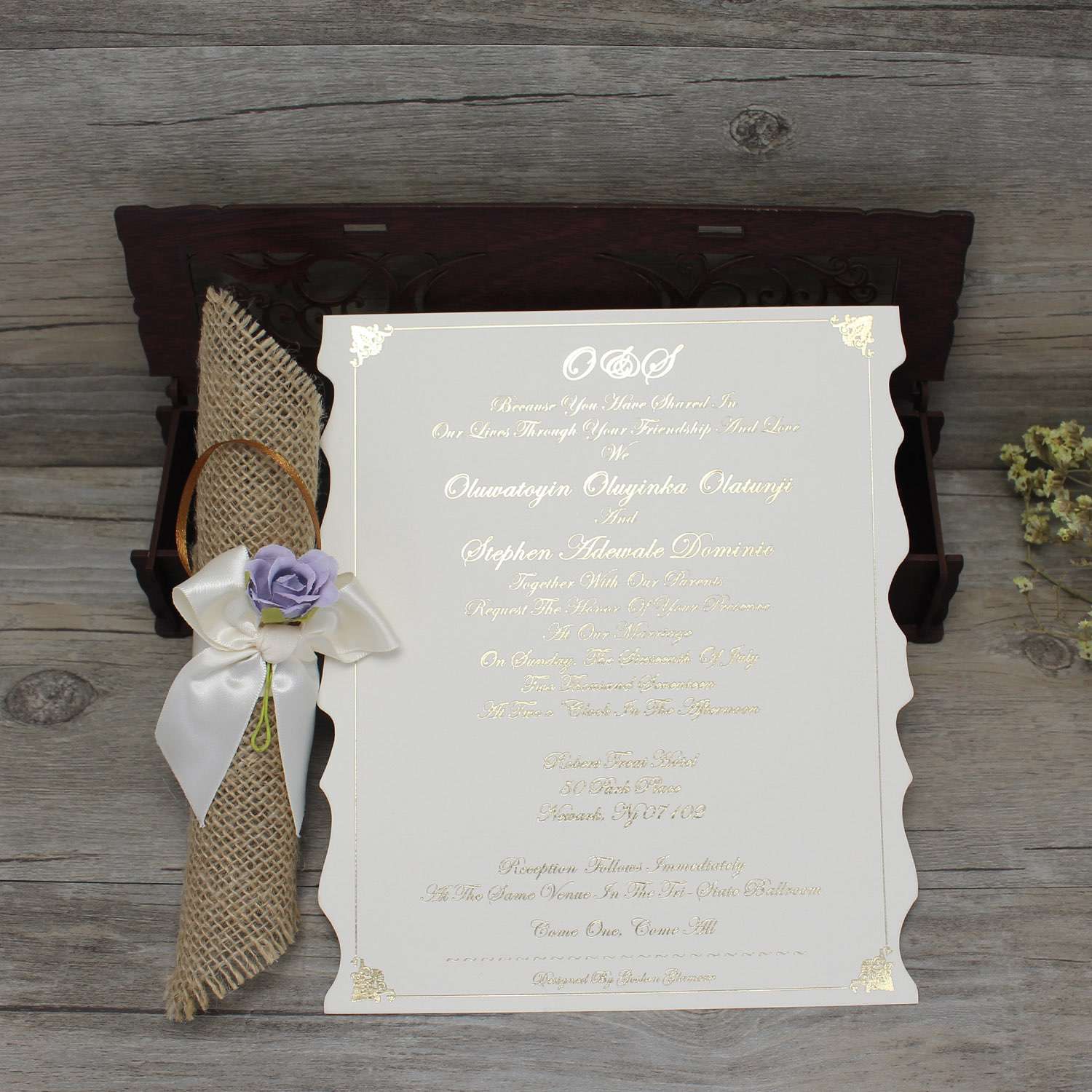 Black Wooden Box Invitation Card Customized Engraved Text